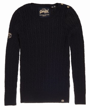 Superdry Croyde Cable Knit Női Kötöttáru Sötétkék | KGUIQ6753